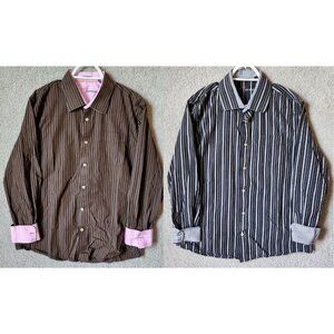 x2 Express Arnold Stuart Striped Button Up Long Sleeve Shirts Size XL Cotton